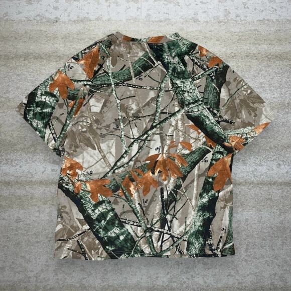 Vintage Fusion 3D Hunting Camo Shirt Cotton Short Sleeve Woodland Pocket Tee 90s - Picture 2 of 6
